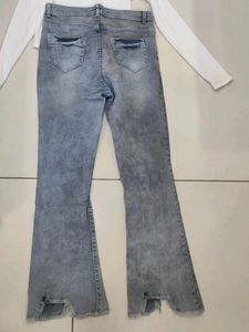 Knee Cut Trandy Bootcut Jeans