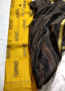 ❣️ Mustard And Brown Dupatta Set