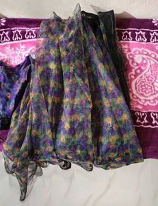 Floral Print Net Saree