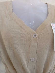 Beige Tie-Waist Top