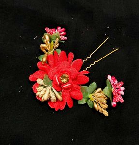 Red Floral Hair Pin