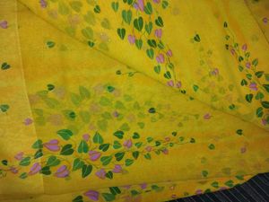 Yellow Floral Print Saree