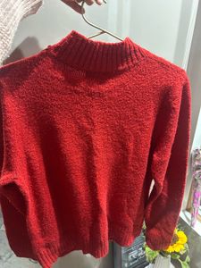 Red Knit Pullover Sweater
