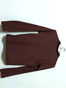 Brown Ribbed Long Sleeve Top