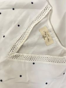 polka White colour floral dress