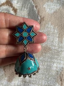 Very Nice Earrings In Blue N Green