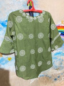 Green Embroidered Top