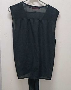 Black Tie-Front Sleeveless Top