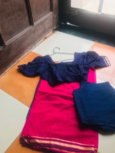 Simple Saree With Patticoat Blouse