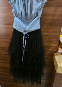 Denim &amp; Tulle Mini Dress