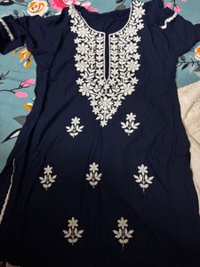 Navy Embroidered Kurti
