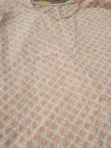 Peach Embroidered Kurta