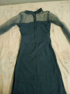 Elegant Charcoal Mesh Dress