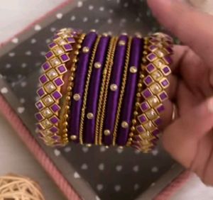 Designed Bangles With Fitting Kundans