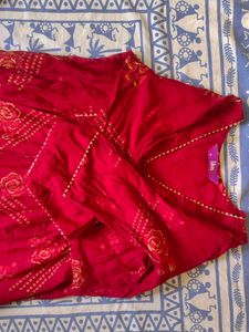 Red Floral Print Kurta