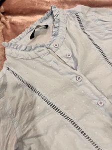 Chic Light Blue Button-Down Top