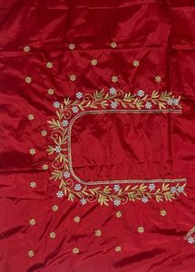 Red Embroidered Blouse Piece