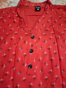 Red Print Button-Down Kurta♥️