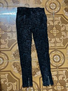 Paisley Print Black Pants