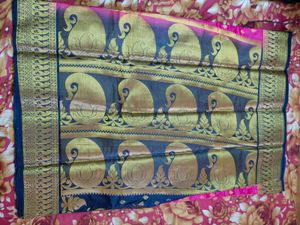 Rani Pink Colour Saree With running Blouse
