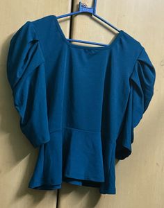 Blue Puff Sleeve Top
