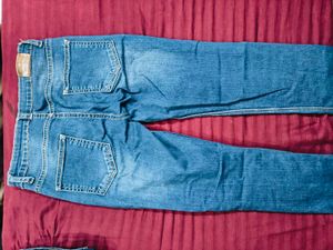 Navy Blue Jeans With Faded Style
