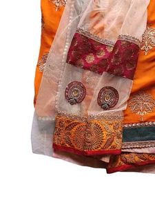 Elegant Orange Designer Saree with Heavy Border &amp;