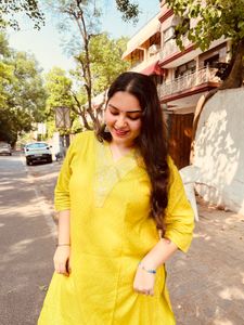 Lime Green Embroidered Kurti