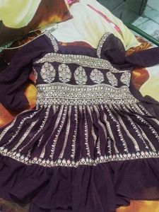 Maroon Embellished Kurta