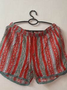 Patterned Red Shorts
