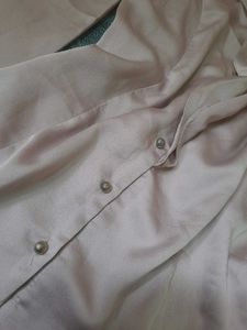 New Satin Ruffle Shirt (Beige)