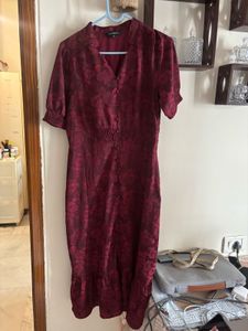 Burgundy Floral Midi Dress
