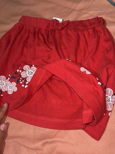 Red Floral Print Shorts