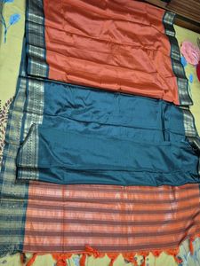 Orange Silk Blend Saree