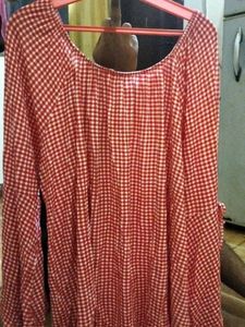 Red Gingham Peasant Top
