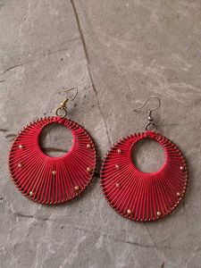 Red Threaded Earrings