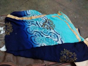 Blue & Aqua Ombre Saree and Blouse
