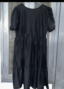 Black Puff Sleeve Midi Dress ❤️