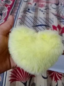 Fluffy Yellow Heart Keychain