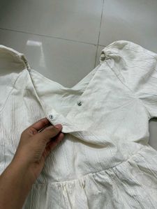 Cream Puff Sleeve Mini Dress