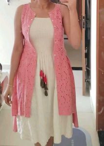 White Dress with Pink Shrug