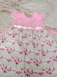 Ohio Baby Pink Floral Frock ,Used 3- 4yr