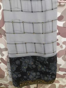 Grey And Black Saree