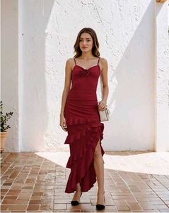 Spaghetti Strap Slower Applique High-Low Dress