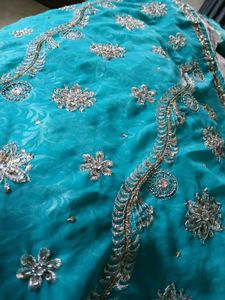 Green Heavy Beautiful Bead Work Woman Saree