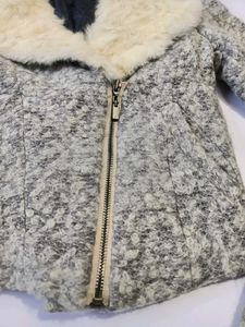 Stylish Girl's Fur Collar Jacket Size 12 -14