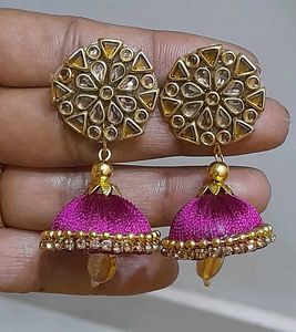 Silk Thread Jhumka Earrings