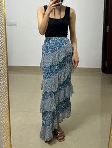 By Anthropologie Ruffle Flounce Maxi Skirt