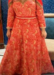 Red Paisley Anarkali Dress
