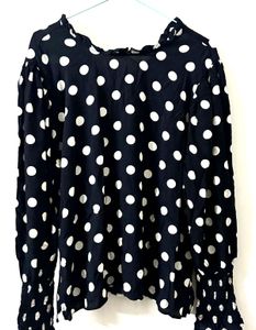 Polka Dot Black And White Top